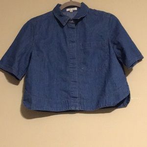 Denim button down crop top